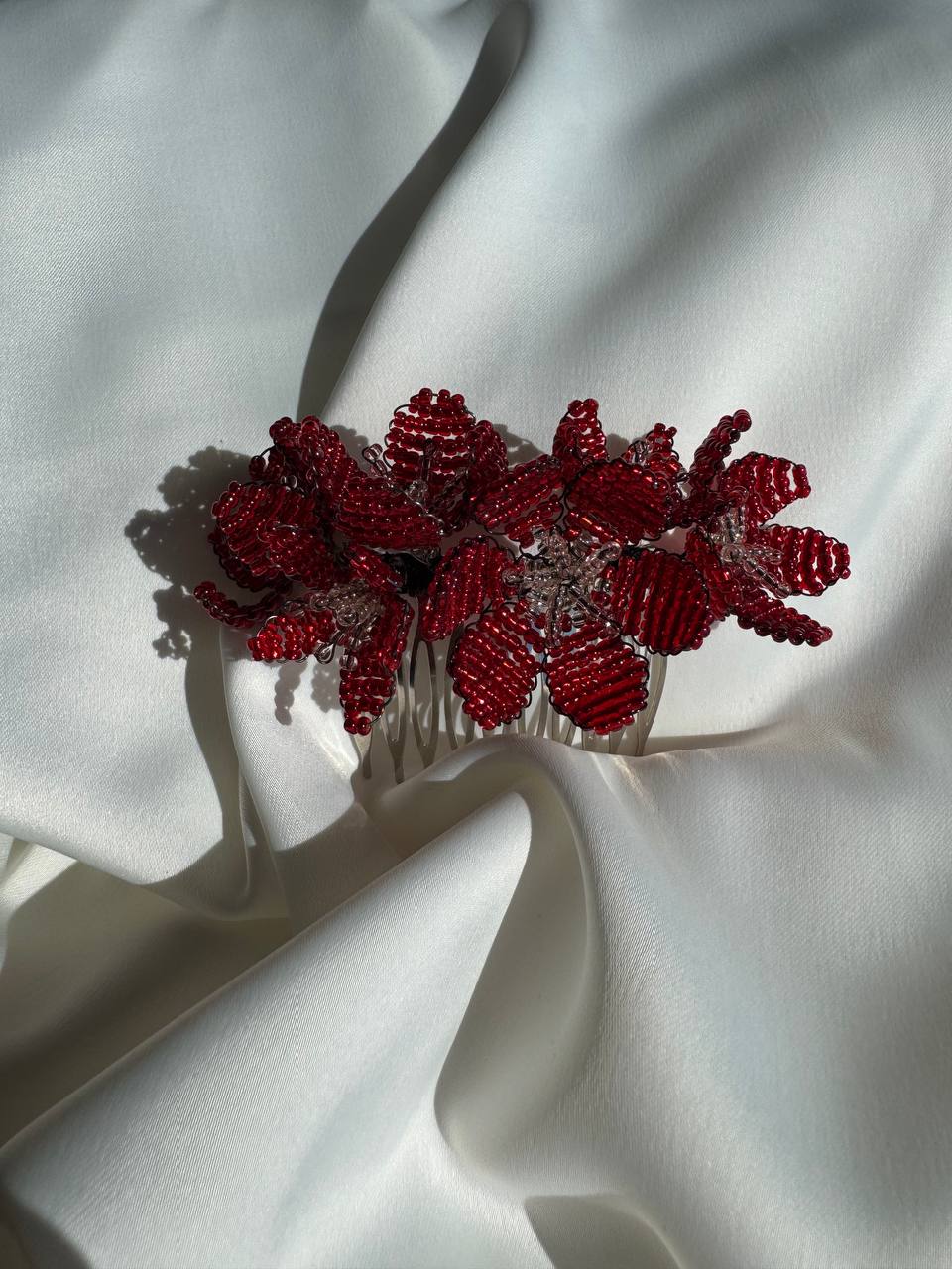 Liv red beaded hair comb | Victoria's Accessories