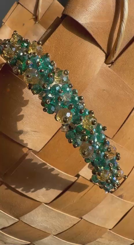 Zoe beaded hedband in green and gold shades